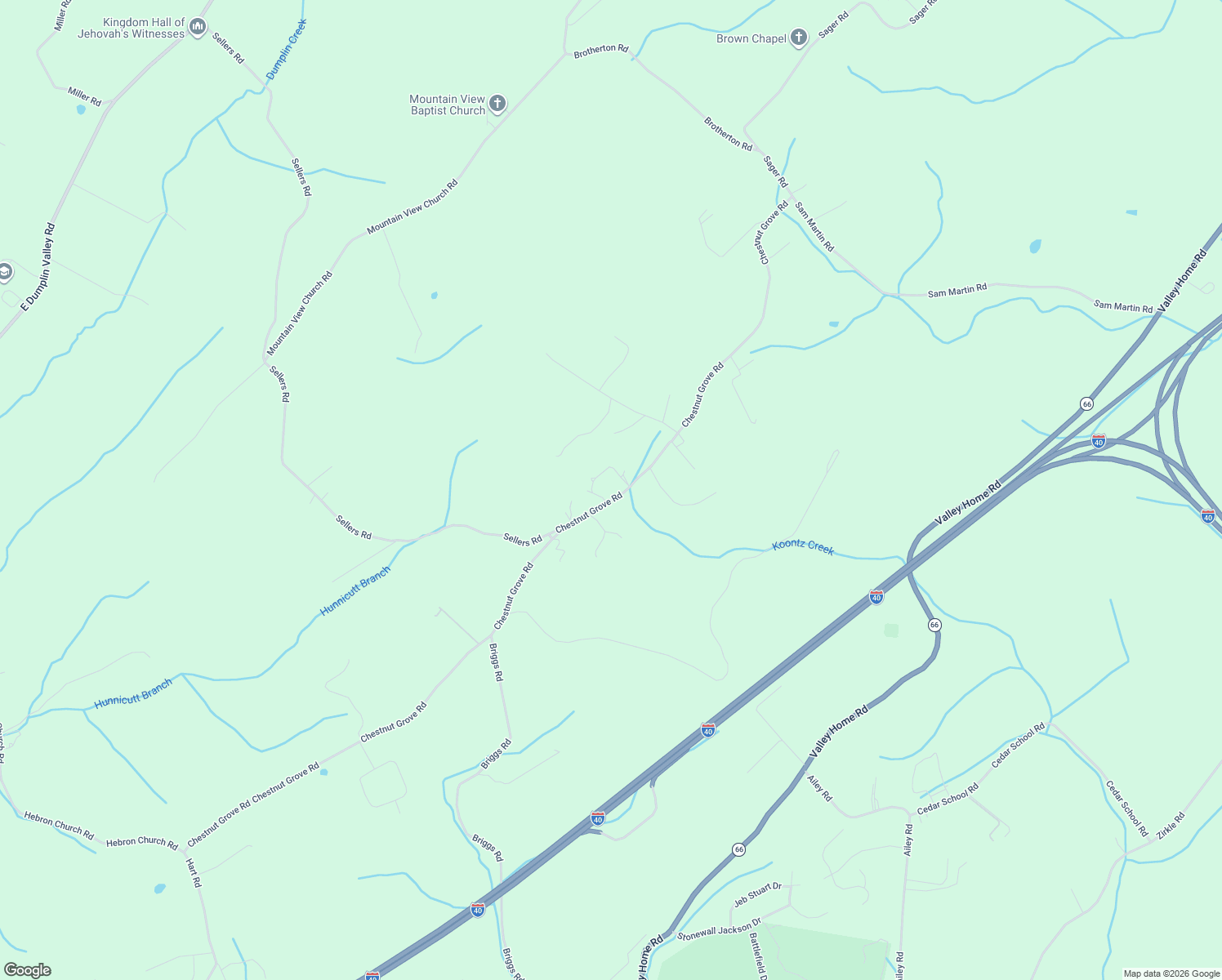 map of restaurants, bars, coffee shops, grocery stores, and more near 964 Chestnut Grove Road in Dandridge