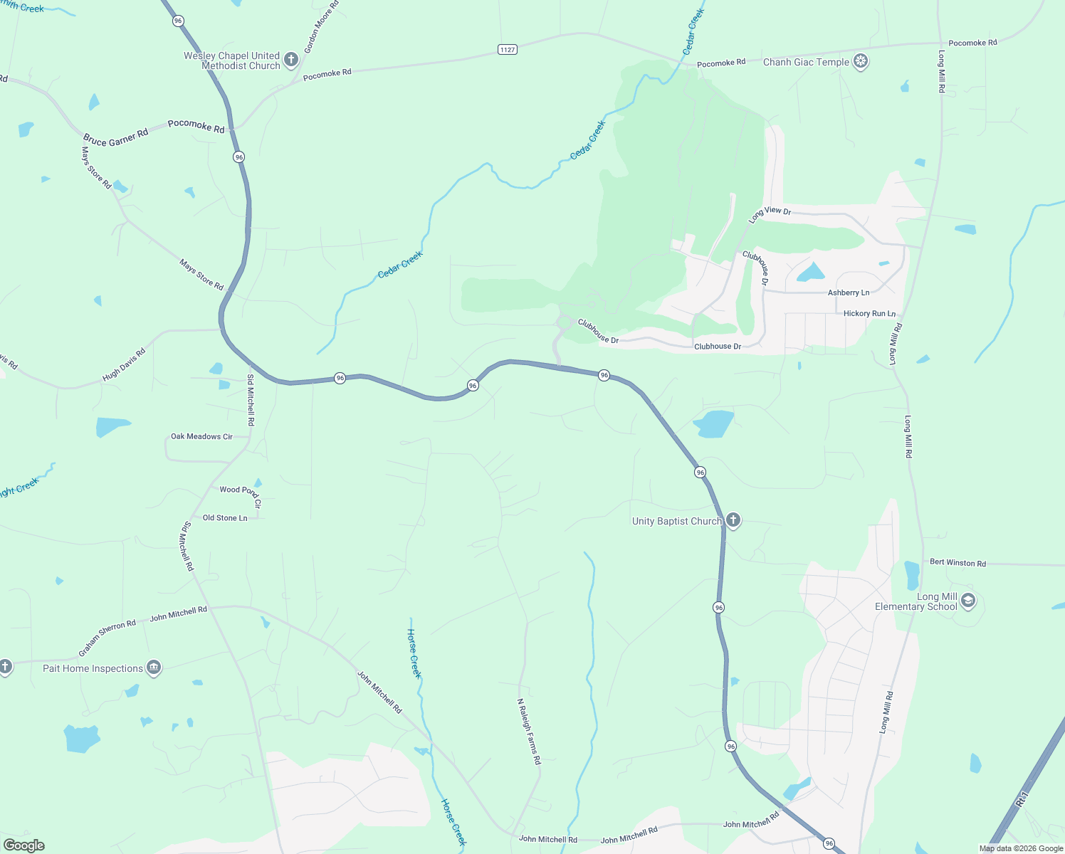 map of restaurants, bars, coffee shops, grocery stores, and more near 55 Holstein Ln in Youngsville