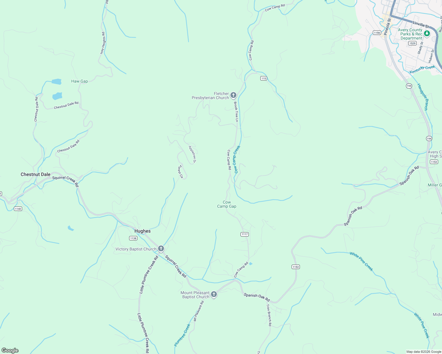map of restaurants, bars, coffee shops, grocery stores, and more near 2680 Cow Camp Road in Newland