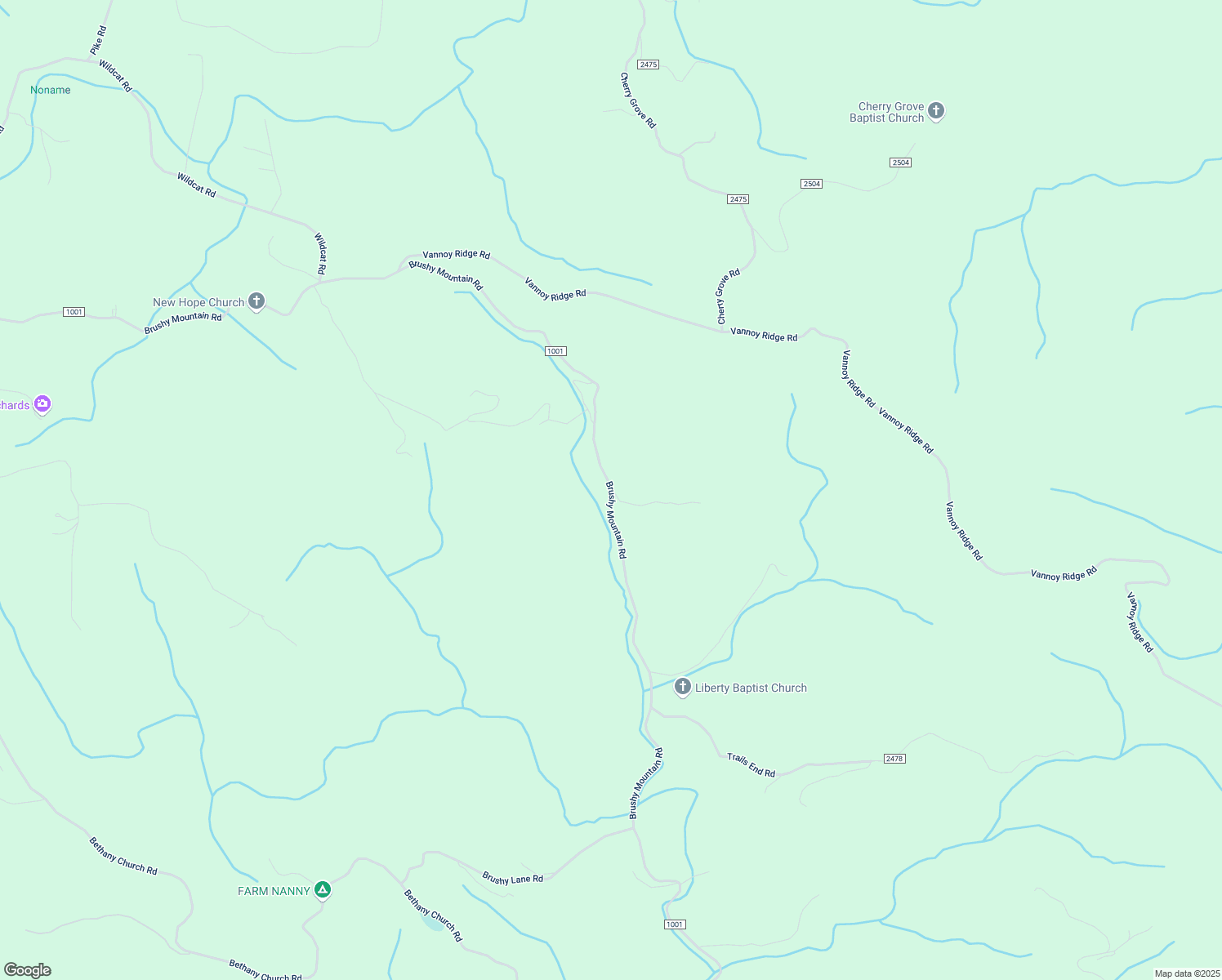 map of restaurants, bars, coffee shops, grocery stores, and more near 10567 Brushy Mountain Road in Moravian Falls