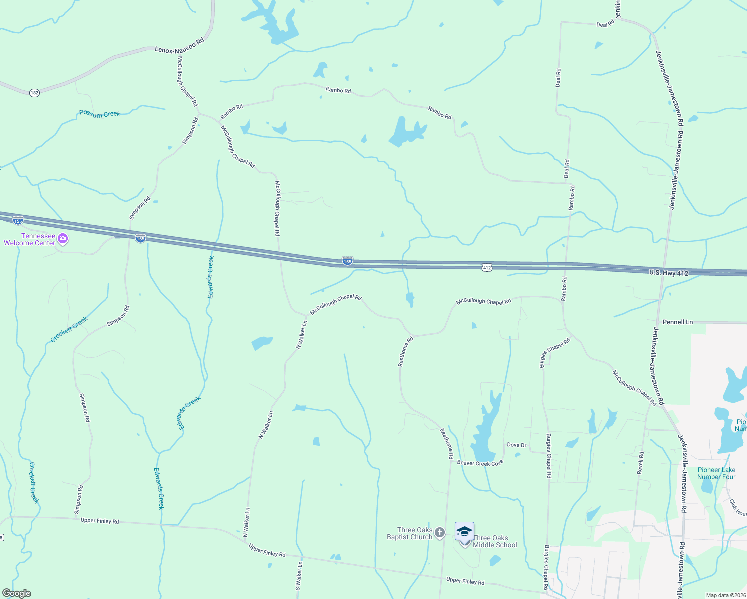 map of restaurants, bars, coffee shops, grocery stores, and more near 1858 McCullough Chapel Road in Dyersburg