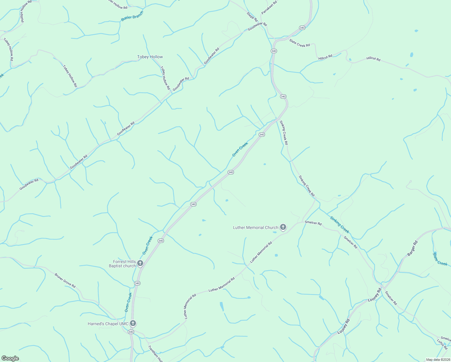 map of restaurants, bars, coffee shops, grocery stores, and more near 1422 North Highway 340 in Parrottsville