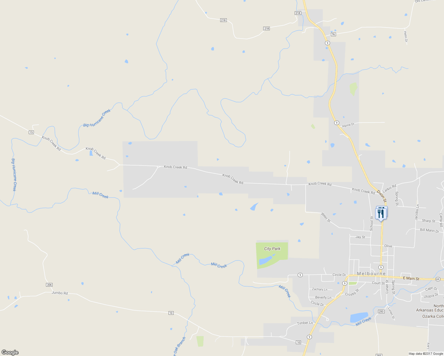 map of restaurants, bars, coffee shops, grocery stores, and more near 1328 Knob Creek Road in Melbourne