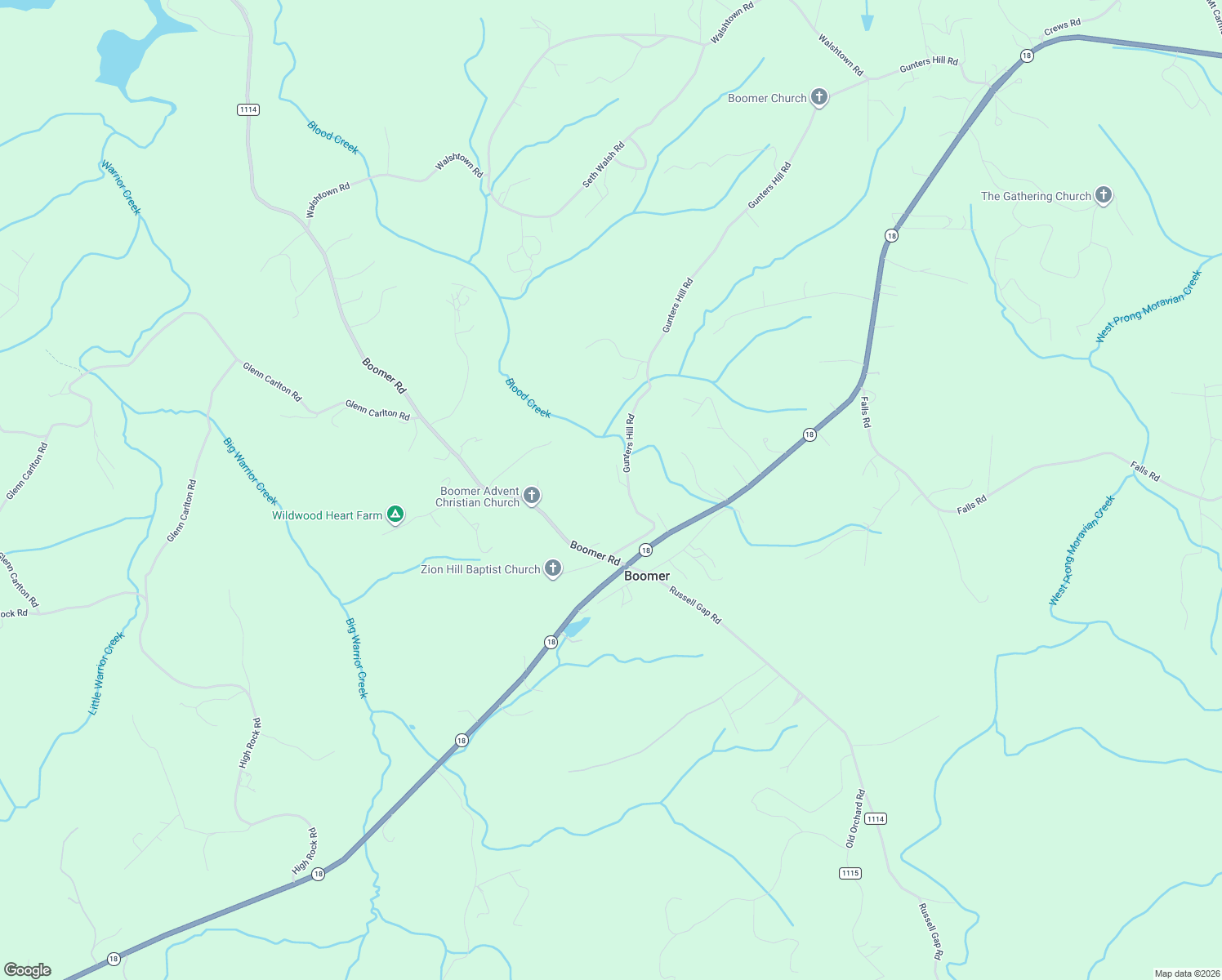 map of restaurants, bars, coffee shops, grocery stores, and more near 1824 Gunters Hill Road in Boomer