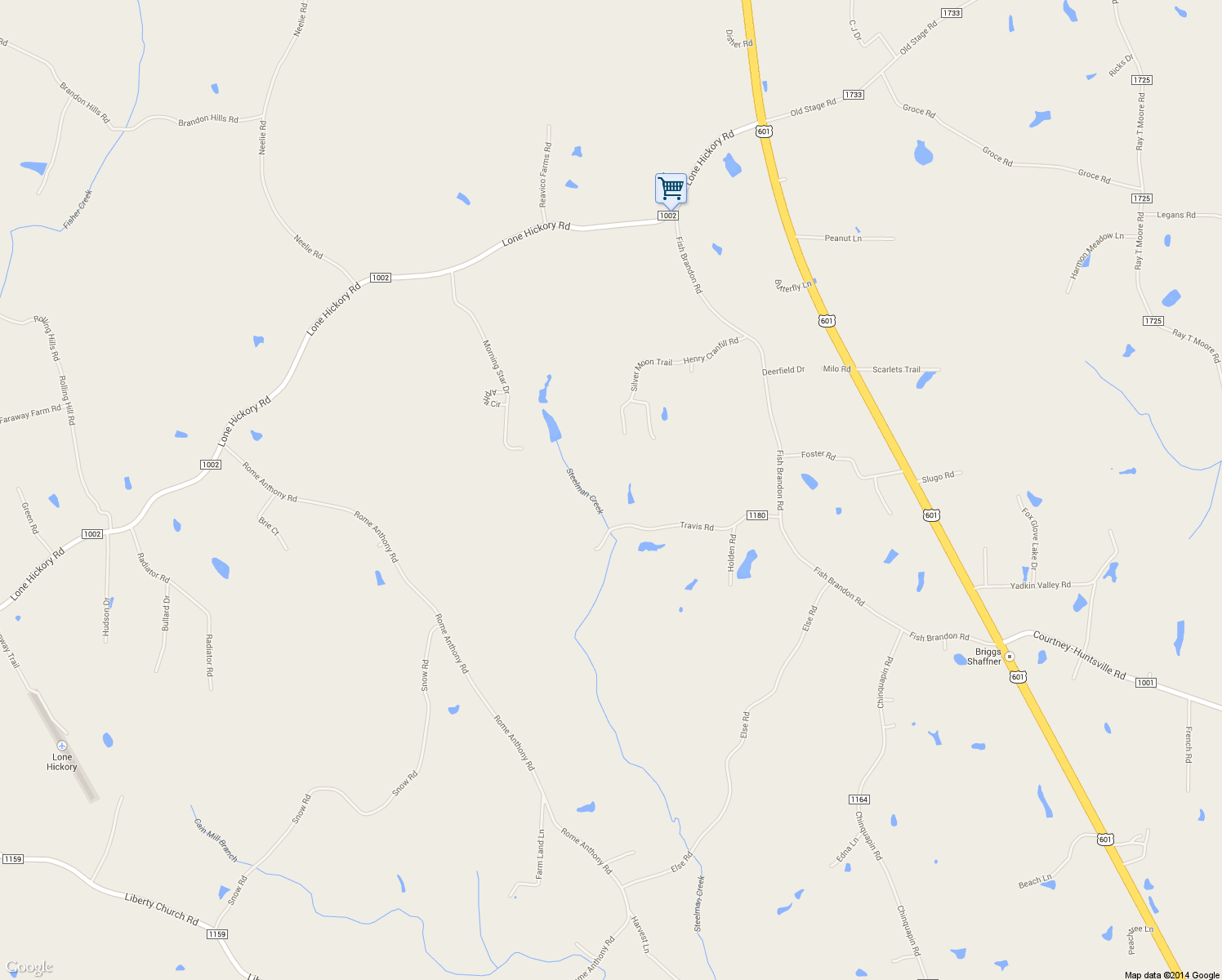 map of restaurants, bars, coffee shops, grocery stores, and more near 1333 Travis Road in Yadkinville