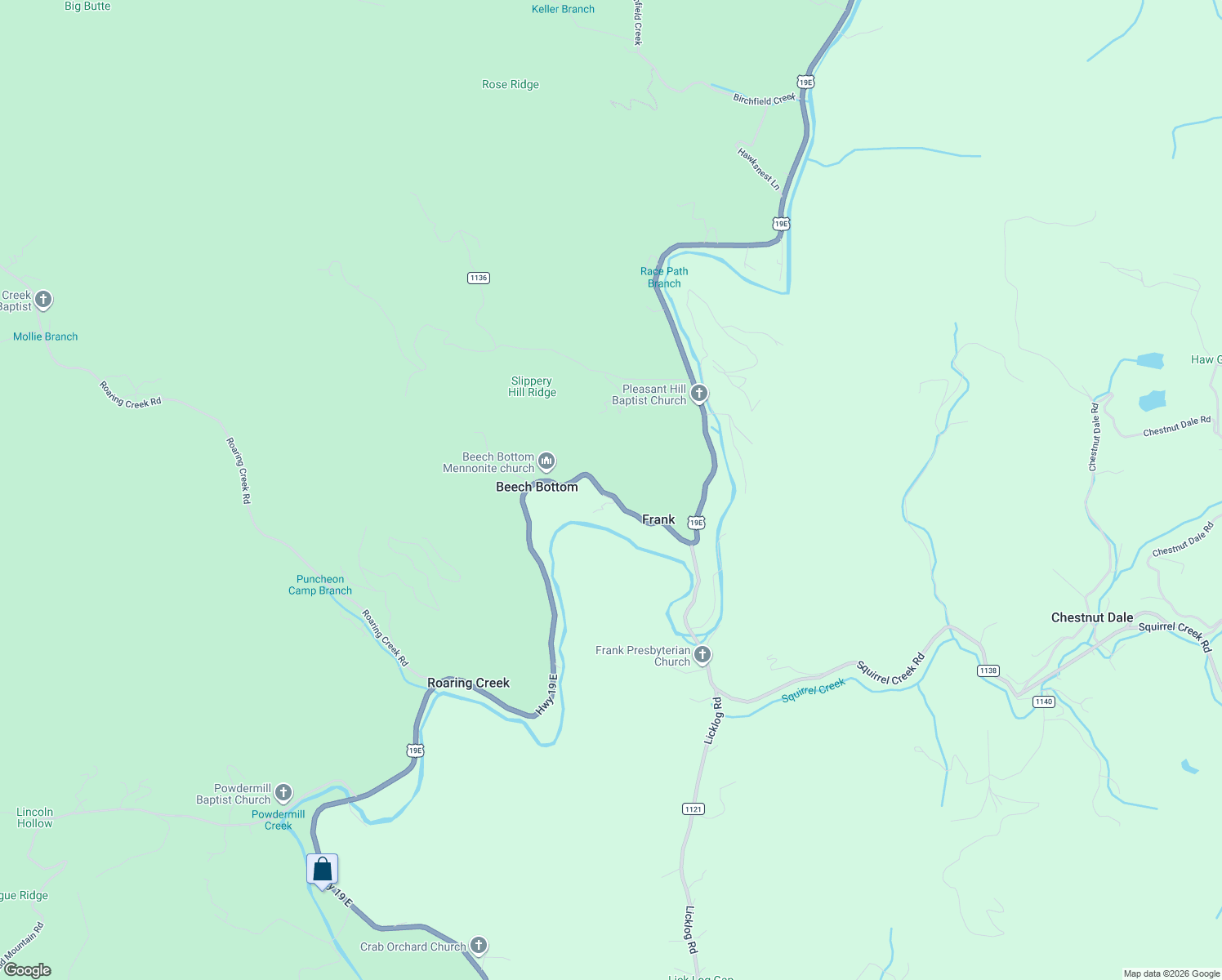 map of restaurants, bars, coffee shops, grocery stores, and more near 256 U.S. 19E in Newland
