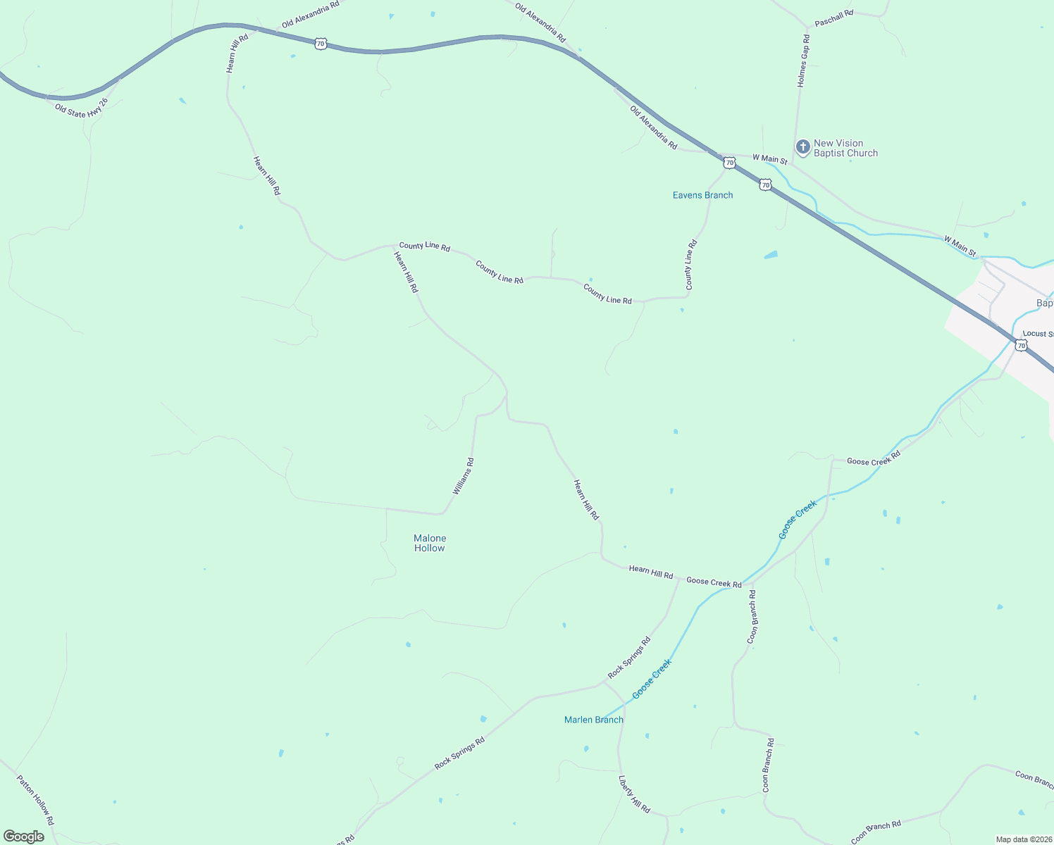 map of restaurants, bars, coffee shops, grocery stores, and more near Hearn Hill Road in Alexandria