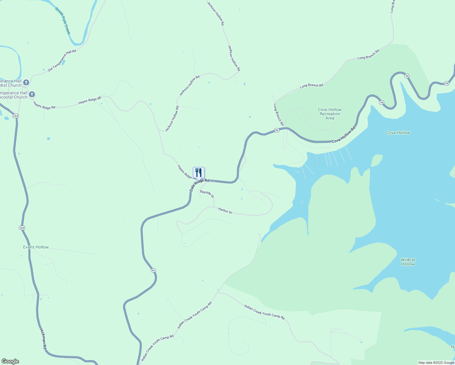 map of restaurants, bars, coffee shops, grocery stores, and more near 7080 Dale Ridge Road in Liberty