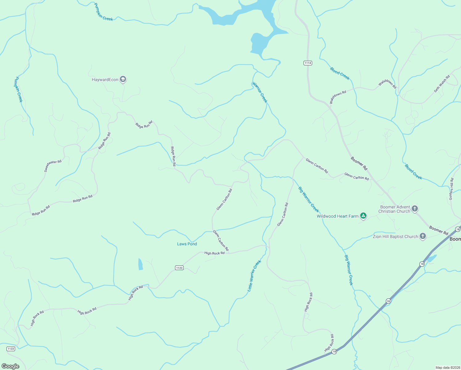 map of restaurants, bars, coffee shops, grocery stores, and more near 1745 State Road 1122 in Boomer