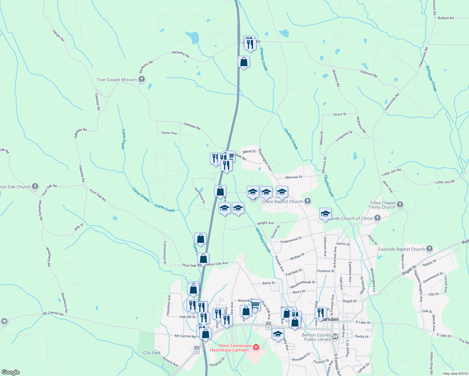 map of restaurants, bars, coffee shops, grocery stores, and more near 178 Schools Drive in Camden