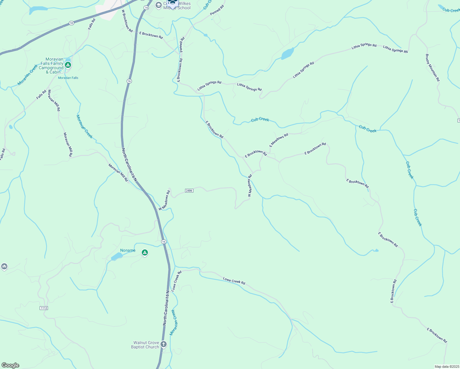 map of restaurants, bars, coffee shops, grocery stores, and more near 330 West Meadows Road in Moravian Falls