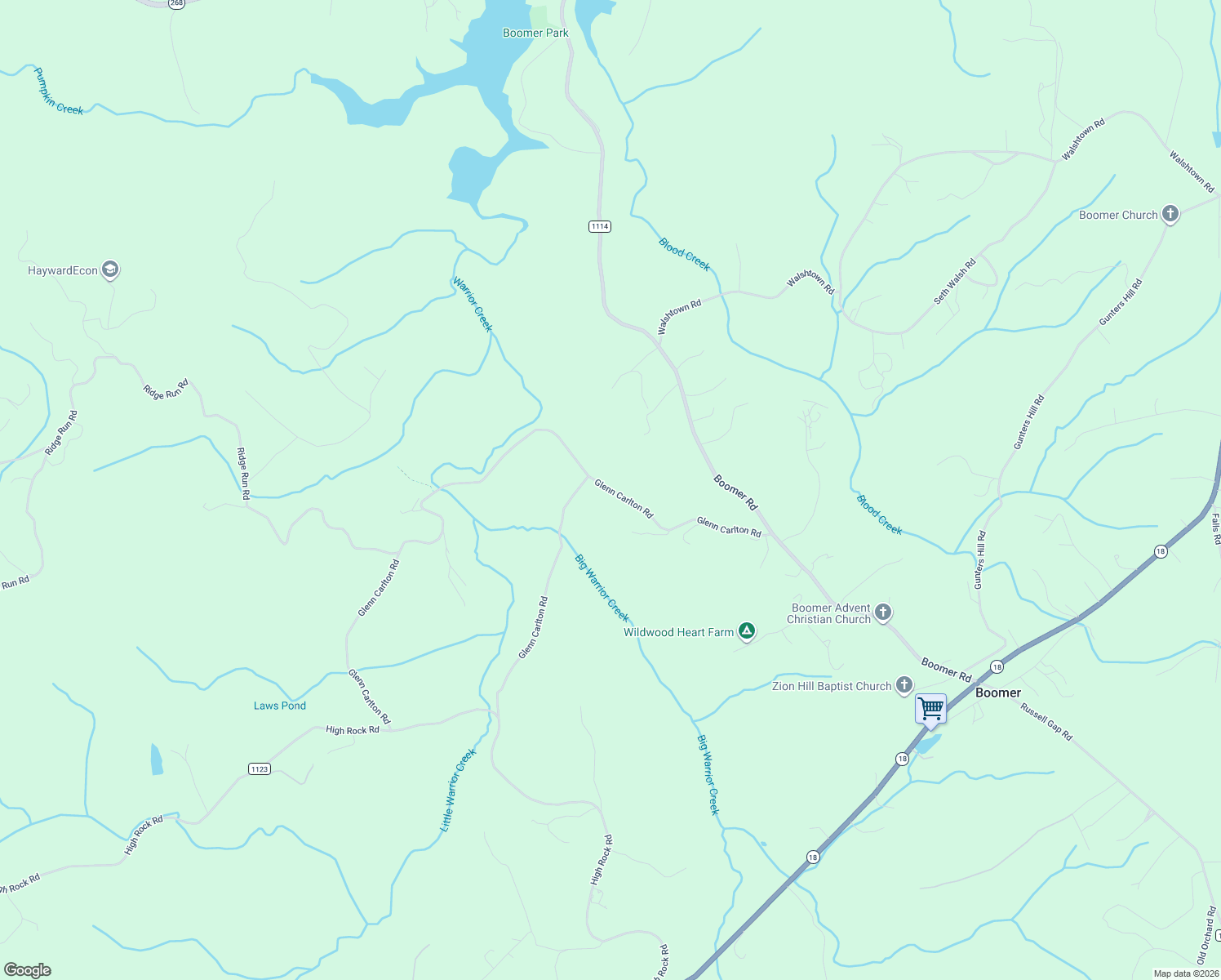 map of restaurants, bars, coffee shops, grocery stores, and more near State Road 1122 in Wilkes County