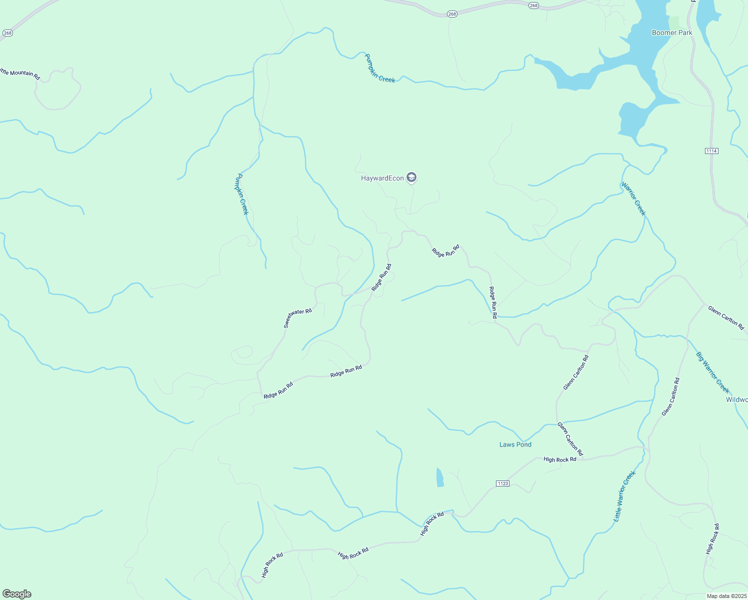 map of restaurants, bars, coffee shops, grocery stores, and more near 1305 Ridge Run Road in Boomer