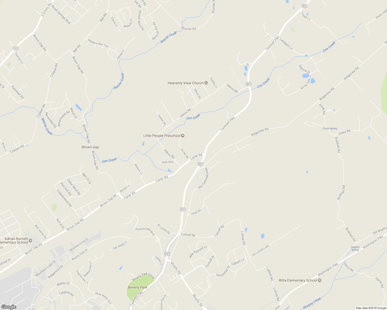 map of restaurants, bars, coffee shops, grocery stores, and more near 5909 Carter Road in Knoxville