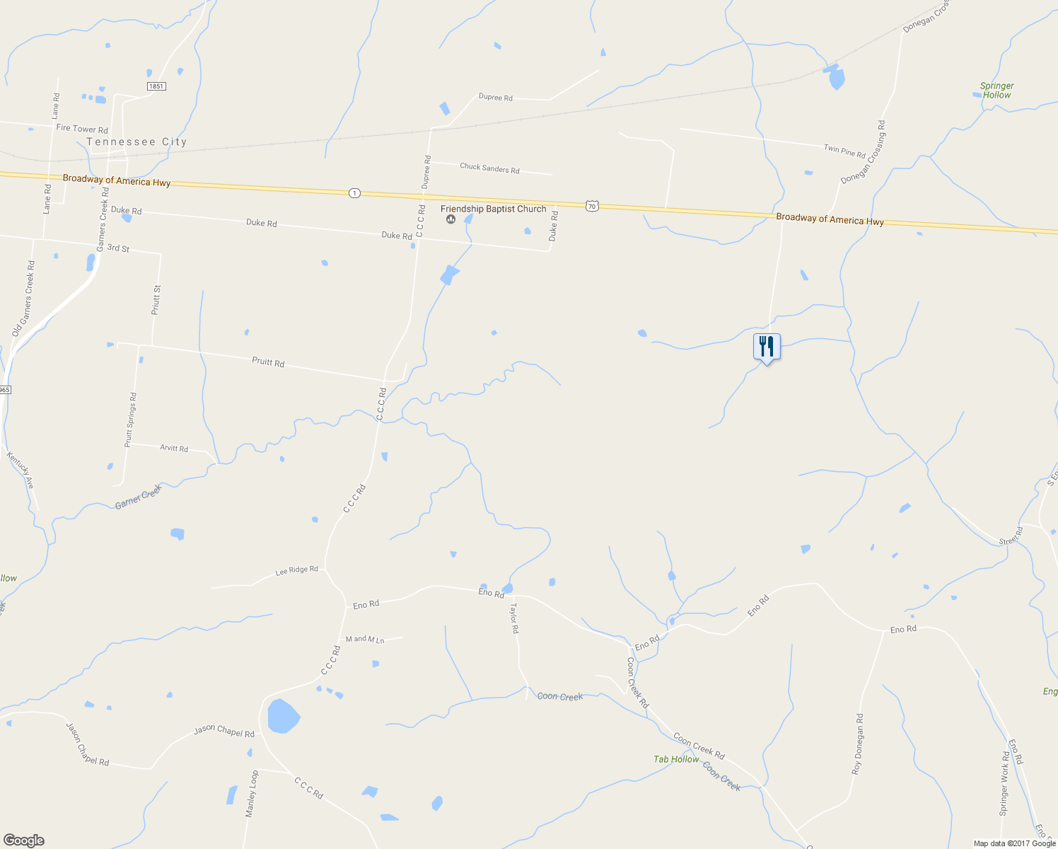 map of restaurants, bars, coffee shops, grocery stores, and more near 637 Pruett Road in Dickson