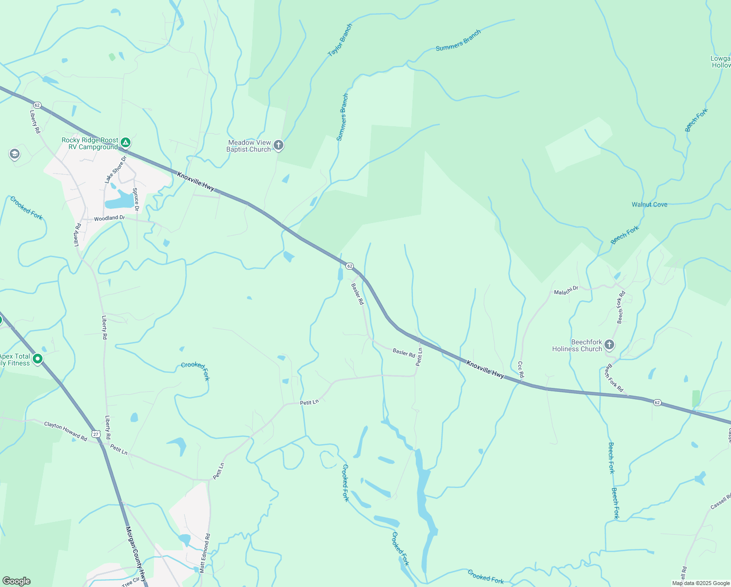 map of restaurants, bars, coffee shops, grocery stores, and more near 3124 Knoxville Highway in Wartburg