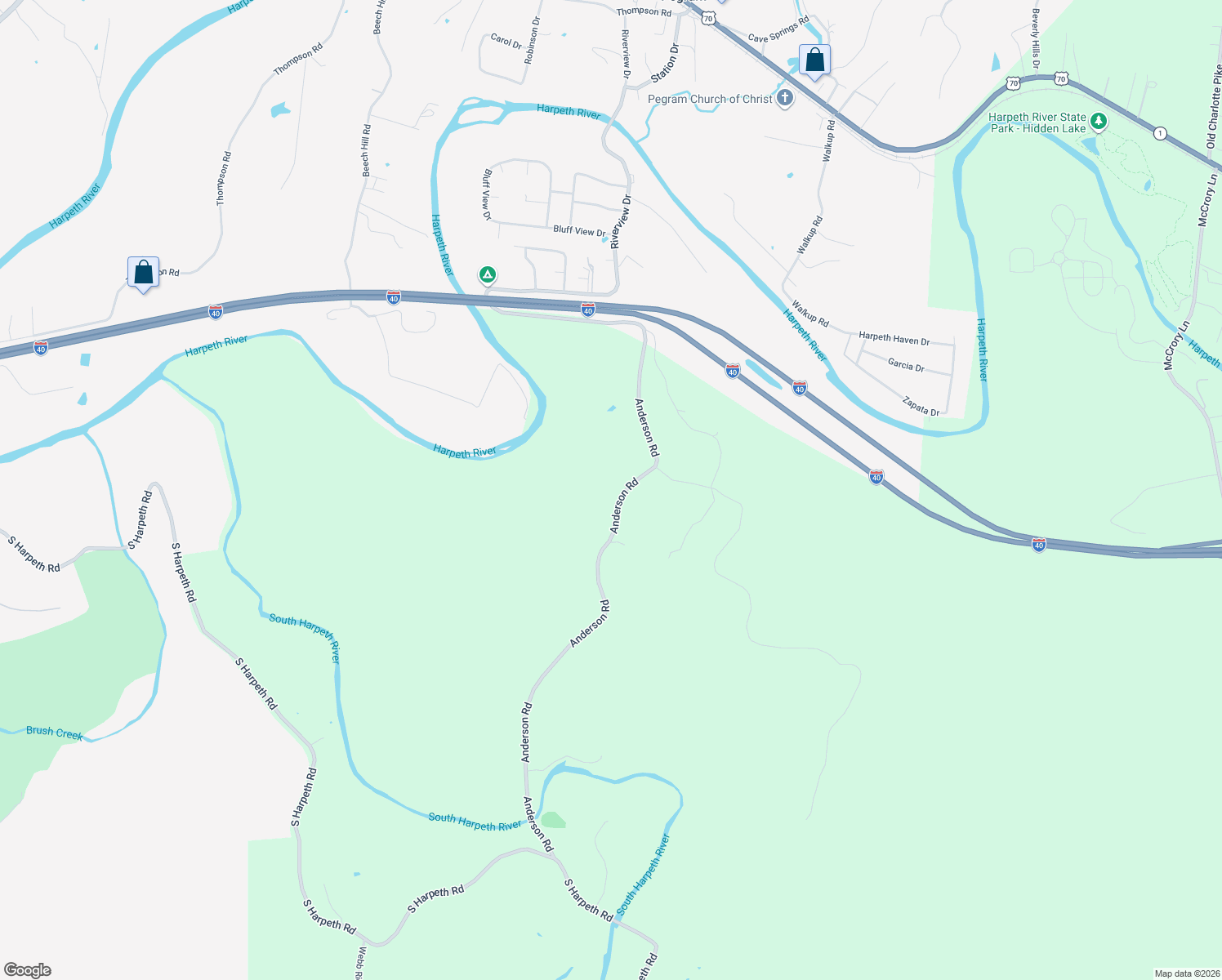 map of restaurants, bars, coffee shops, grocery stores, and more near 6390-6604 Anderson Road in Kingston Springs
