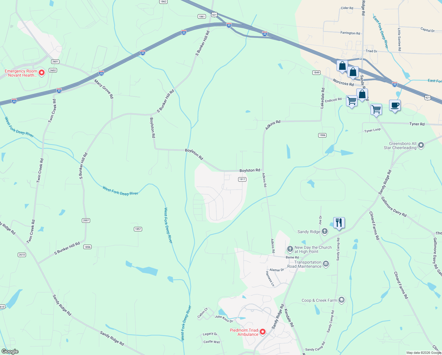 map of restaurants, bars, coffee shops, grocery stores, and more near 8817 Boylston Road in Colfax