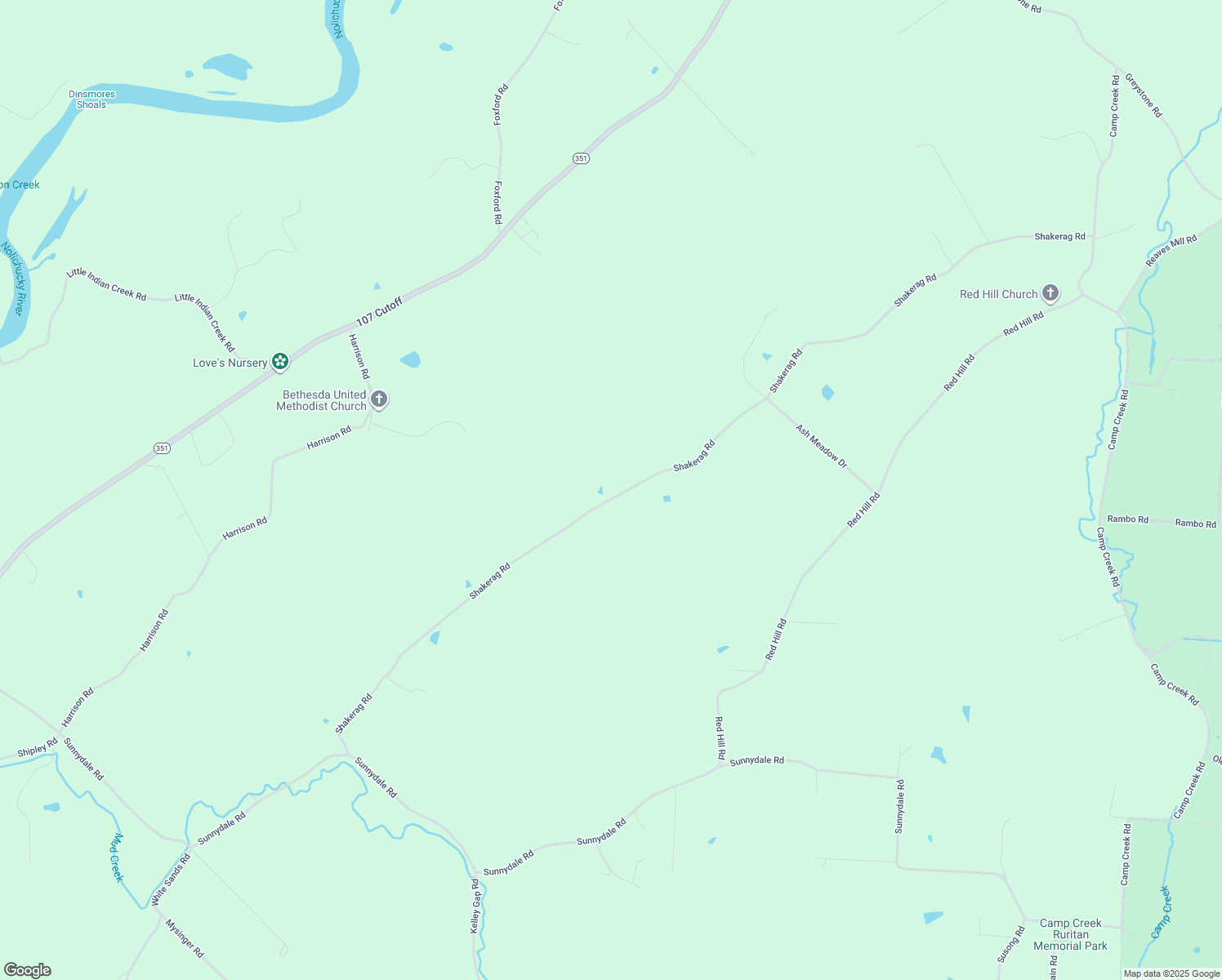 map of restaurants, bars, coffee shops, grocery stores, and more near 1710 Shakerag Road in Greeneville