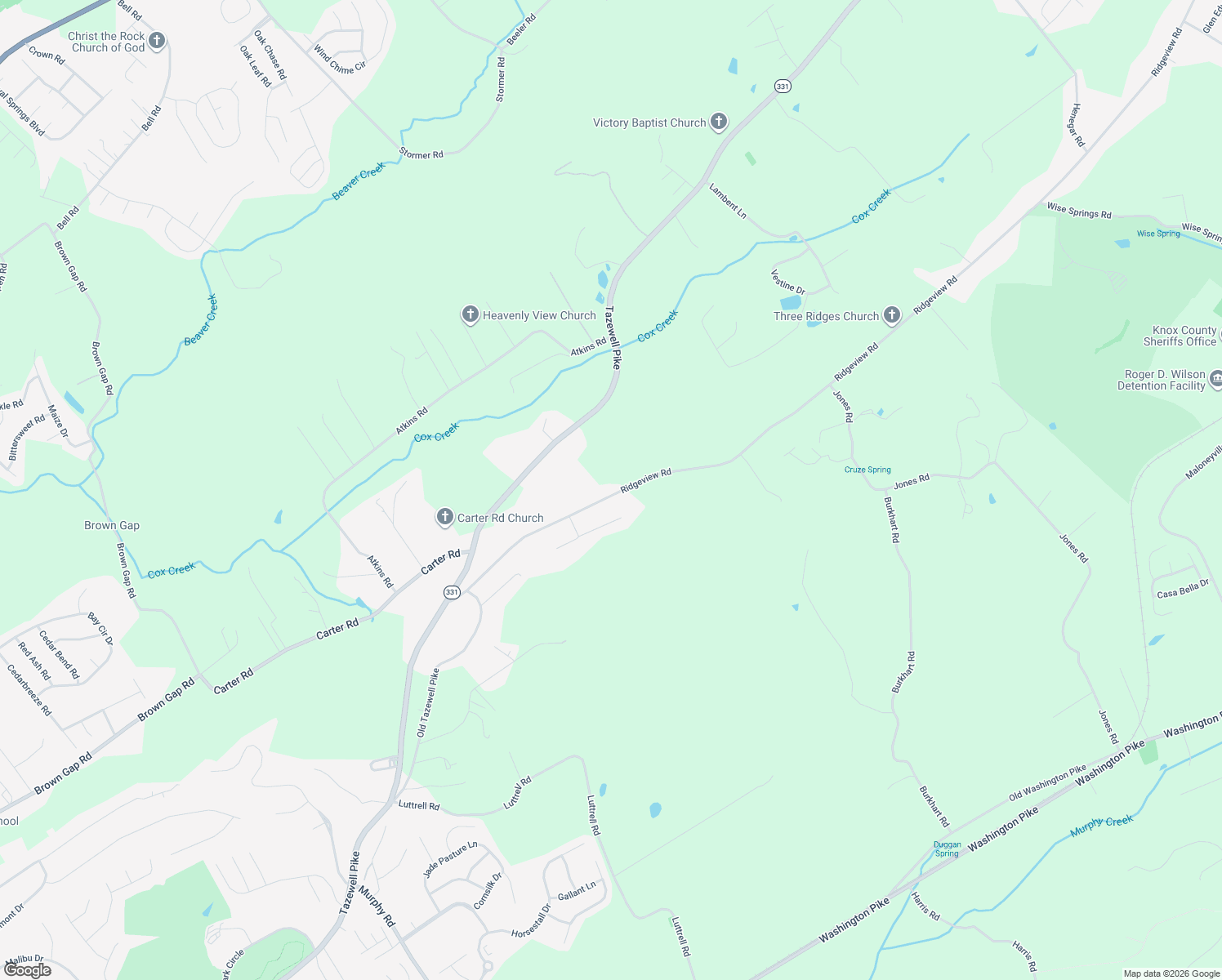 map of restaurants, bars, coffee shops, grocery stores, and more near 6219 Ridgeview Road in Knoxville