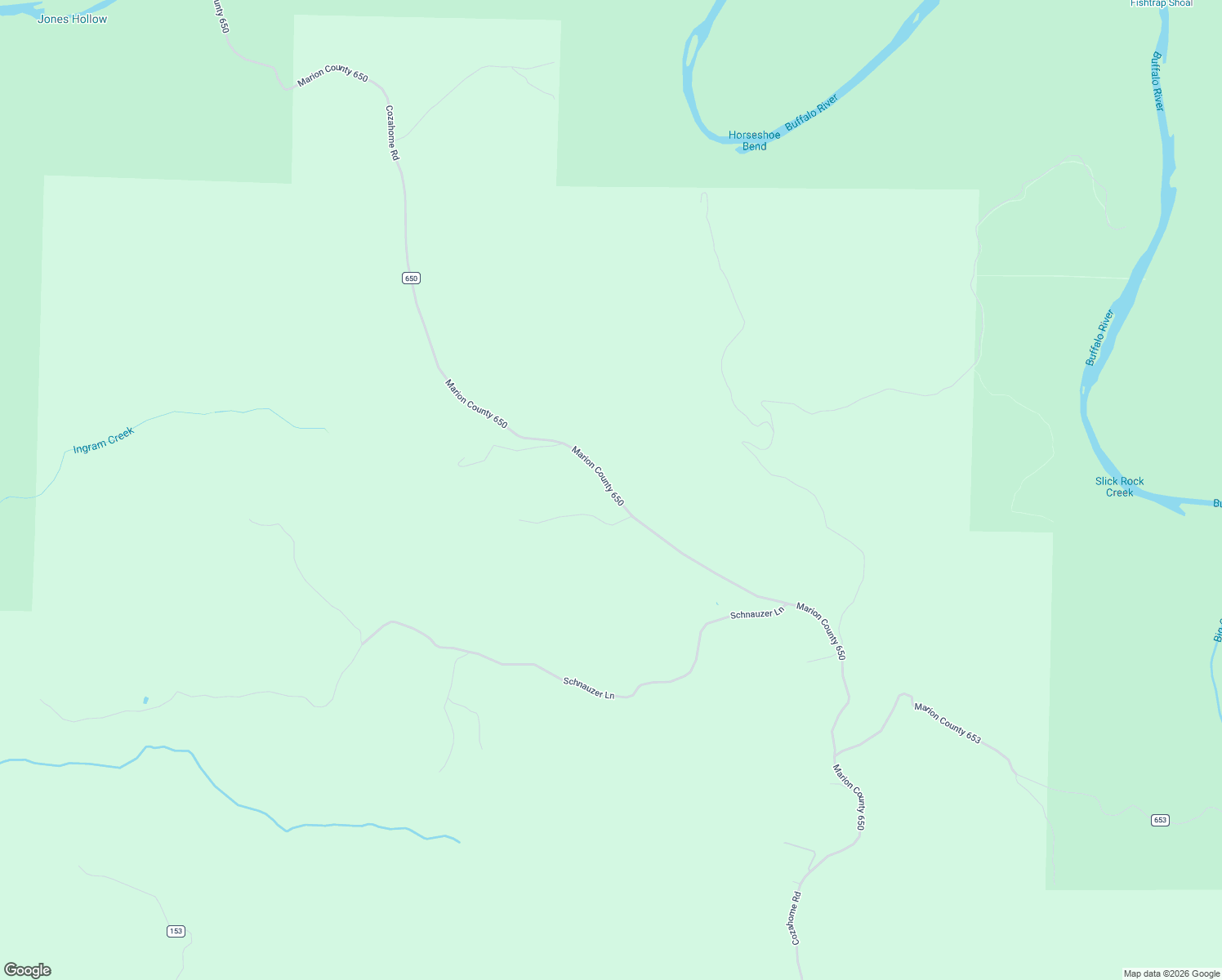 map of restaurants, bars, coffee shops, grocery stores, and more near County Road 650 in Flippin