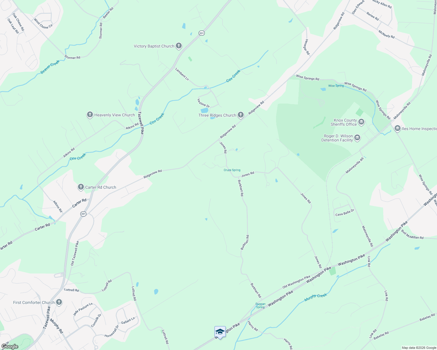 map of restaurants, bars, coffee shops, grocery stores, and more near 5711 Jones Road in Knoxville