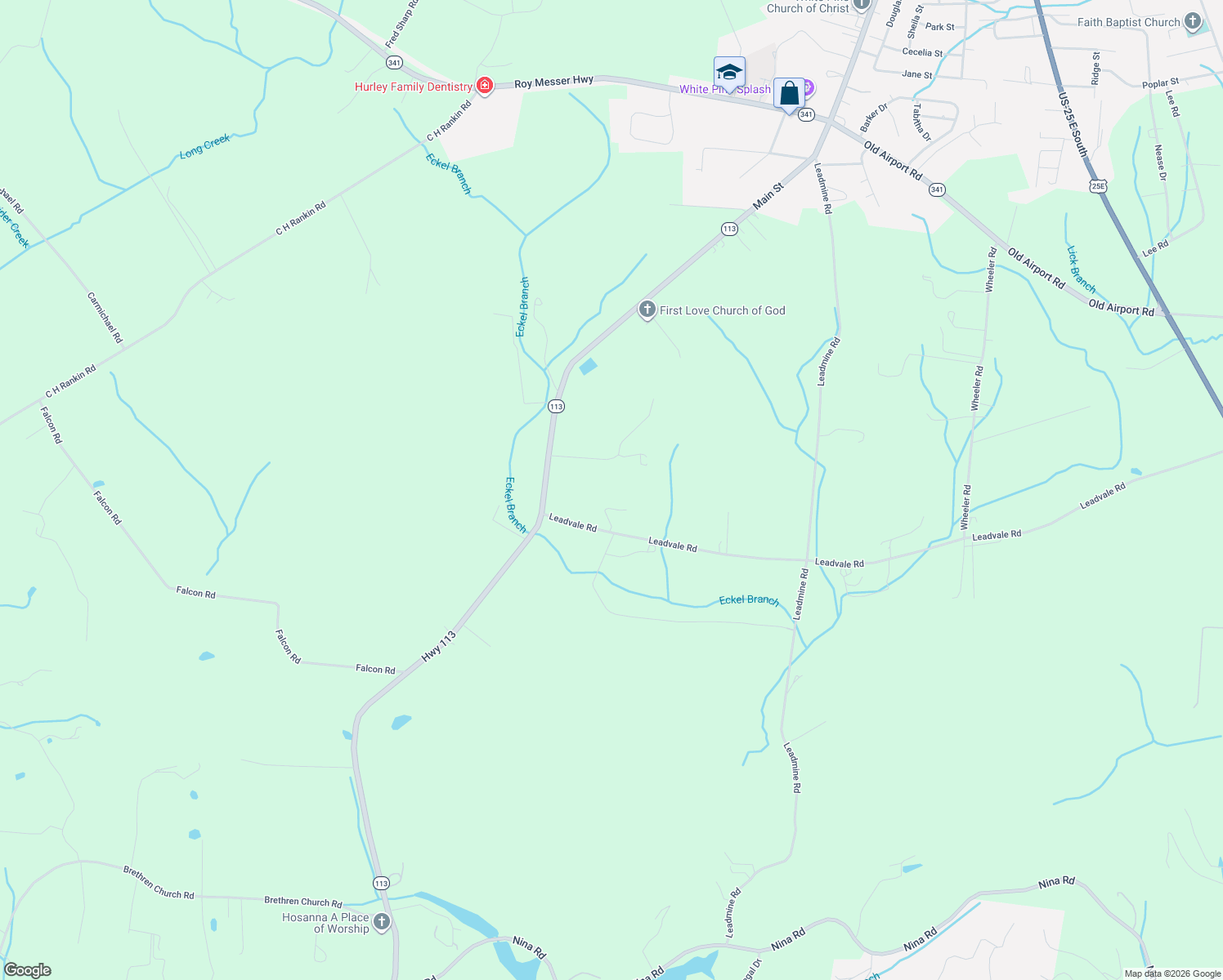 map of restaurants, bars, coffee shops, grocery stores, and more near 650 Raines Way in White Pine