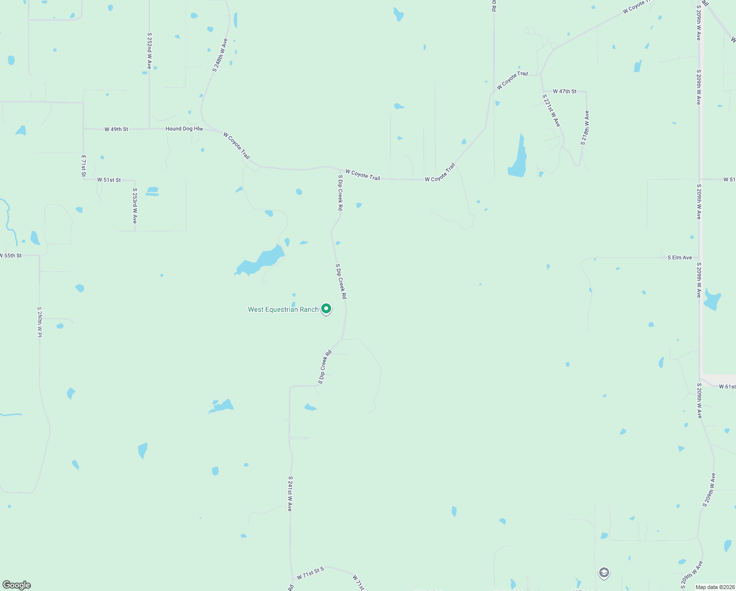 map of restaurants, bars, coffee shops, grocery stores, and more near 5629 South Dip Creek Road in Sand Springs