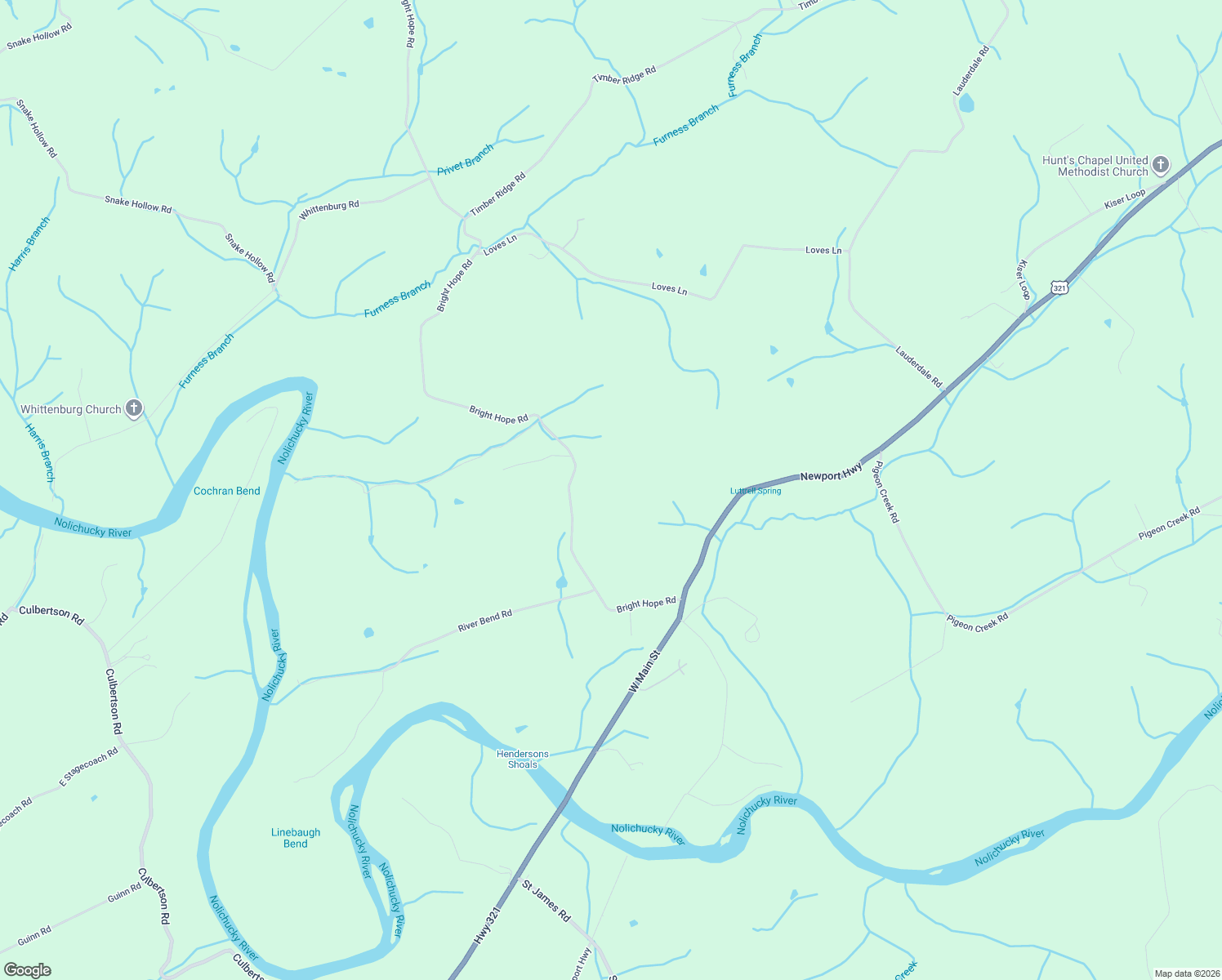 map of restaurants, bars, coffee shops, grocery stores, and more near 680 Bright Hope Road in Greeneville