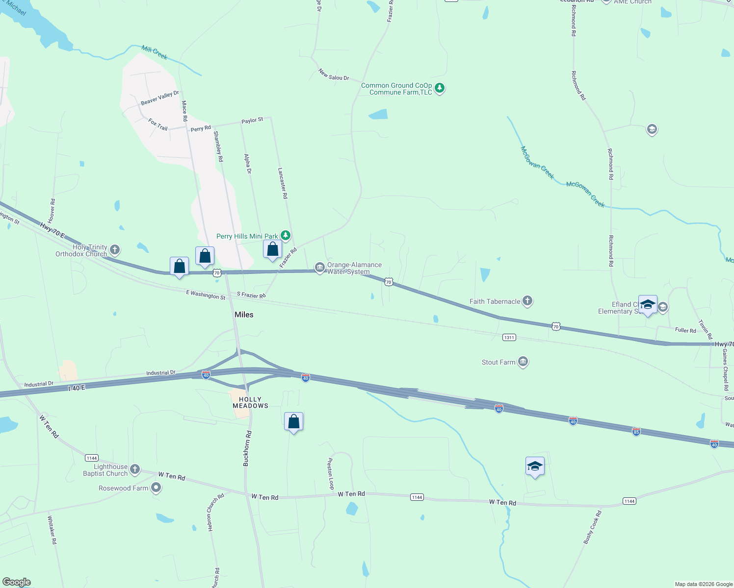 map of restaurants, bars, coffee shops, grocery stores, and more near 5620 U.S. 70 in Mebane