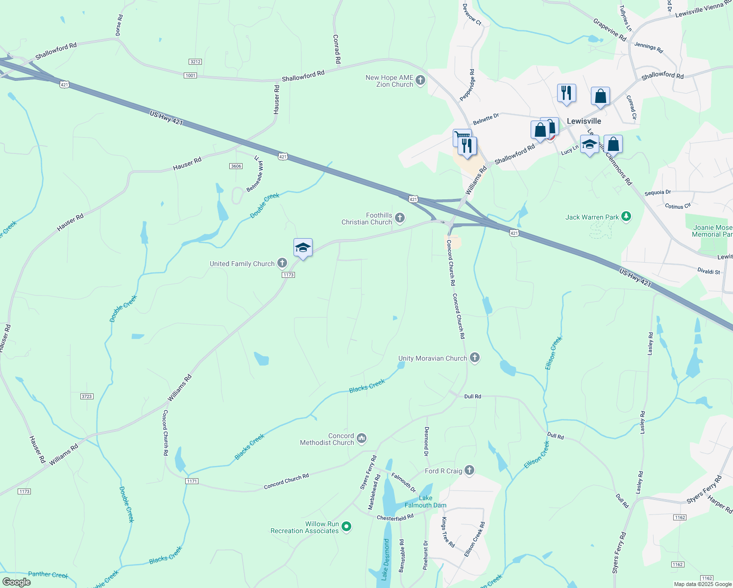 map of restaurants, bars, coffee shops, grocery stores, and more near 433 Roller Mill Drive in Lewisville