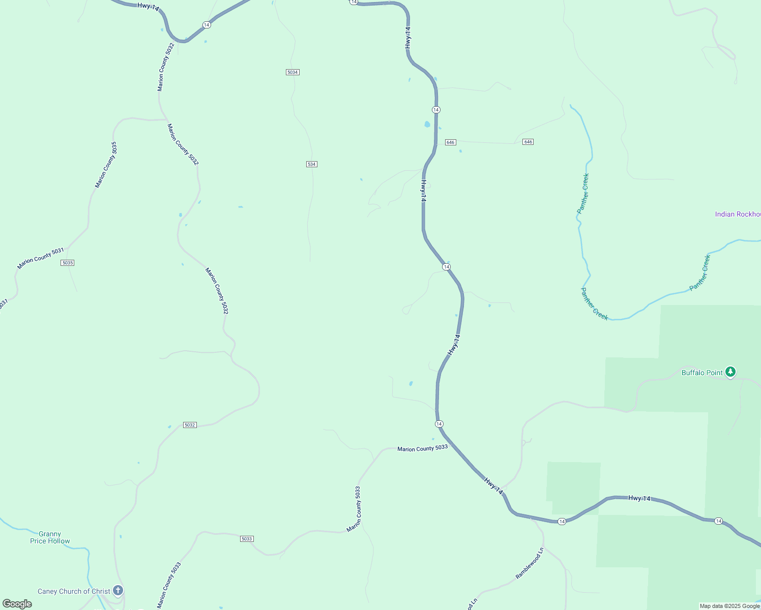 map of restaurants, bars, coffee shops, grocery stores, and more near 40 Misty Hollow Lane in Yellville