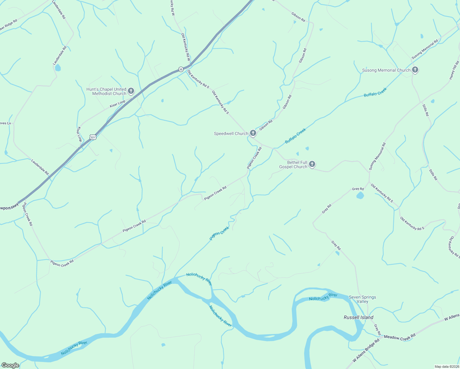 map of restaurants, bars, coffee shops, grocery stores, and more near 415 Pigeon Creek Rd in Greeneville