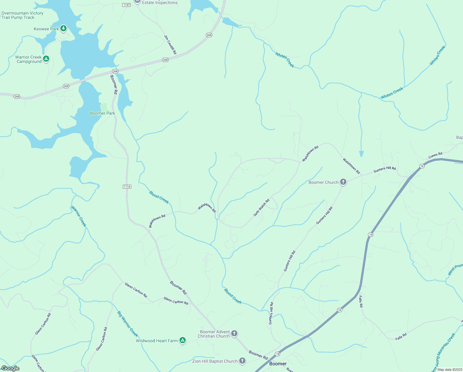 map of restaurants, bars, coffee shops, grocery stores, and more near 934 Walshtown Road in Boomer