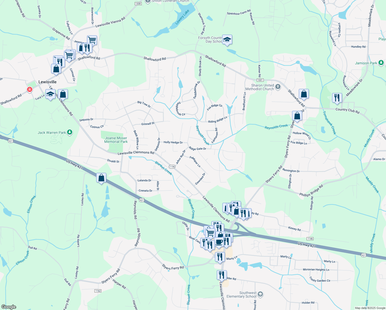 map of restaurants, bars, coffee shops, grocery stores, and more near 1039 Feldspar Lane in Lewisville