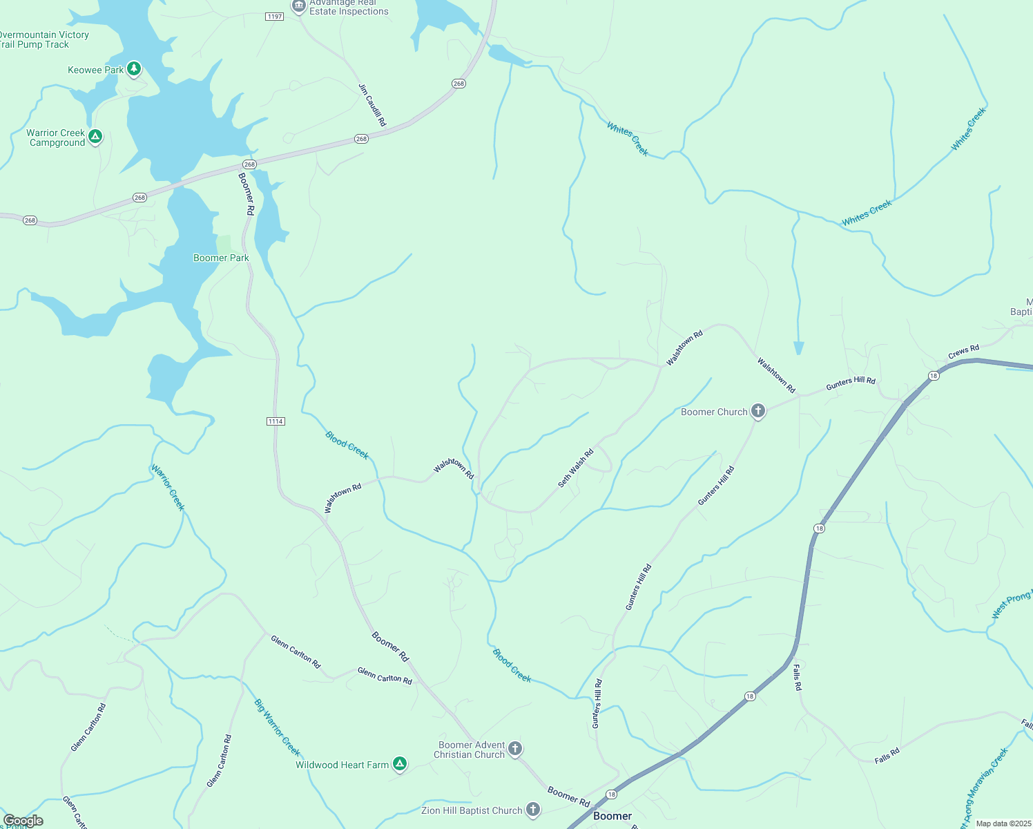 map of restaurants, bars, coffee shops, grocery stores, and more near 950 Walshtown Road in Boomer
