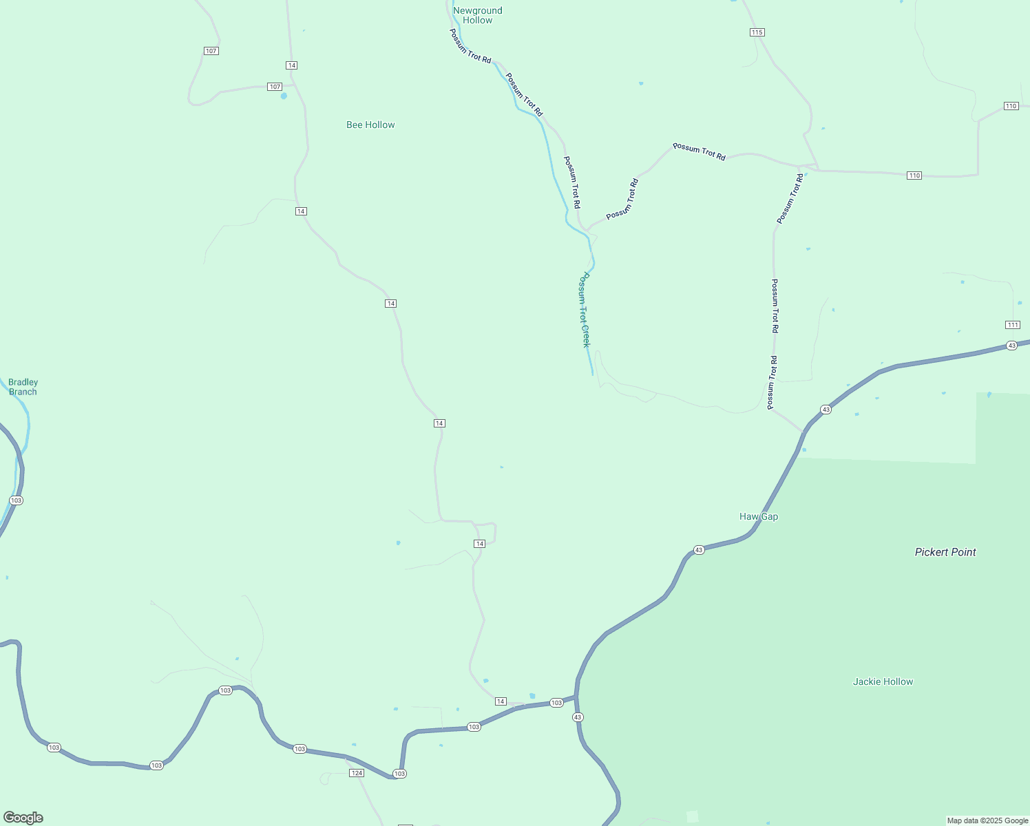 map of restaurants, bars, coffee shops, grocery stores, and more near County Road 14 in Green Forest