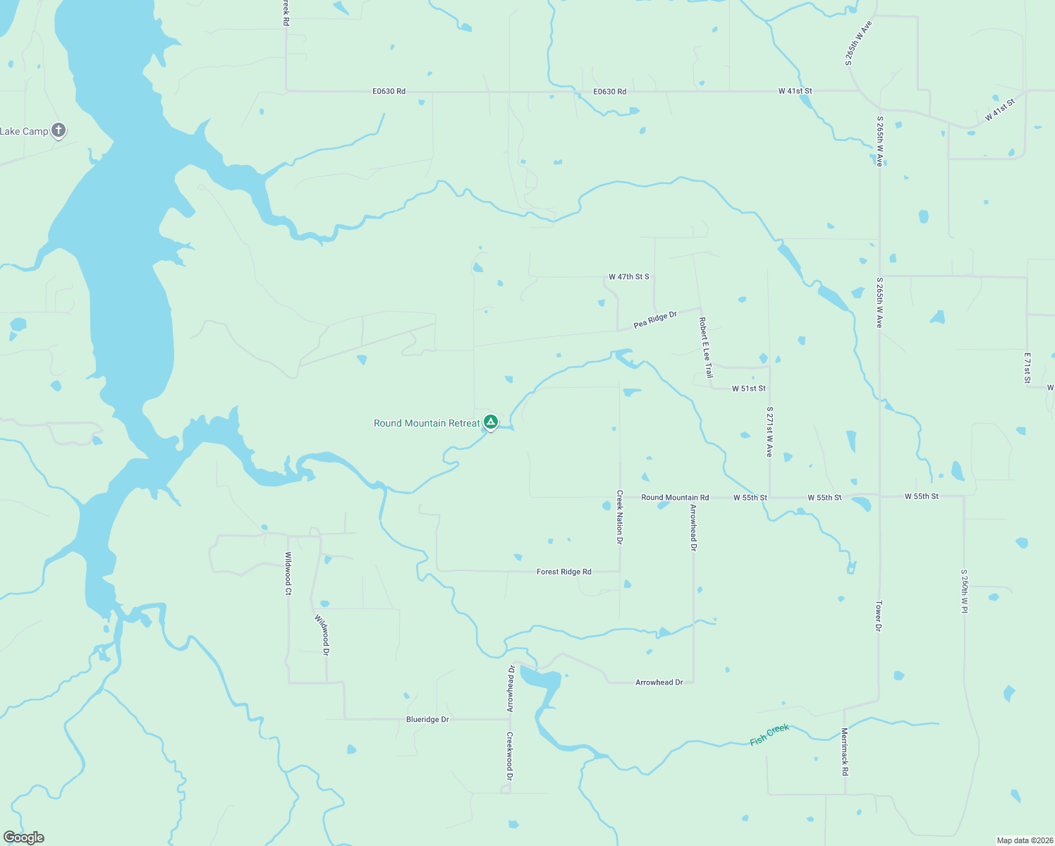 map of restaurants, bars, coffee shops, grocery stores, and more near 28400 West 51st Street in Sand Springs