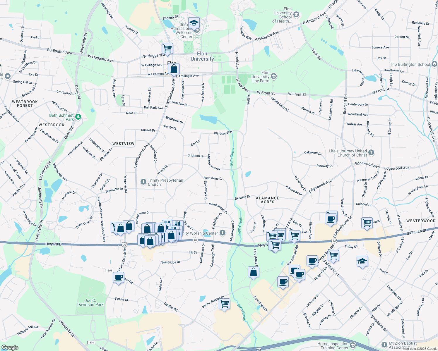 map of restaurants, bars, coffee shops, grocery stores, and more near 455 Fieldstone Dr in Burlington