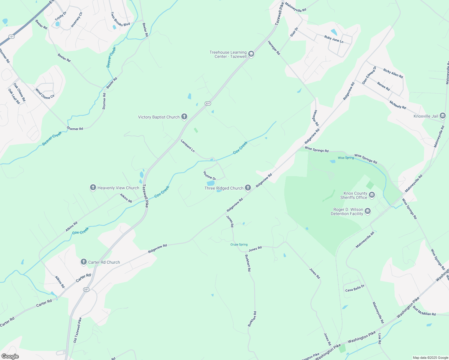 map of restaurants, bars, coffee shops, grocery stores, and more near 6505 Lambent Lane in Knoxville