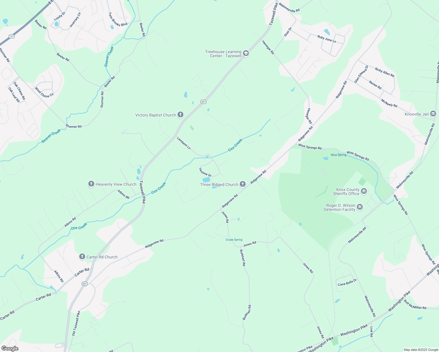 map of restaurants, bars, coffee shops, grocery stores, and more near 6505 Lambent Lane in Knoxville