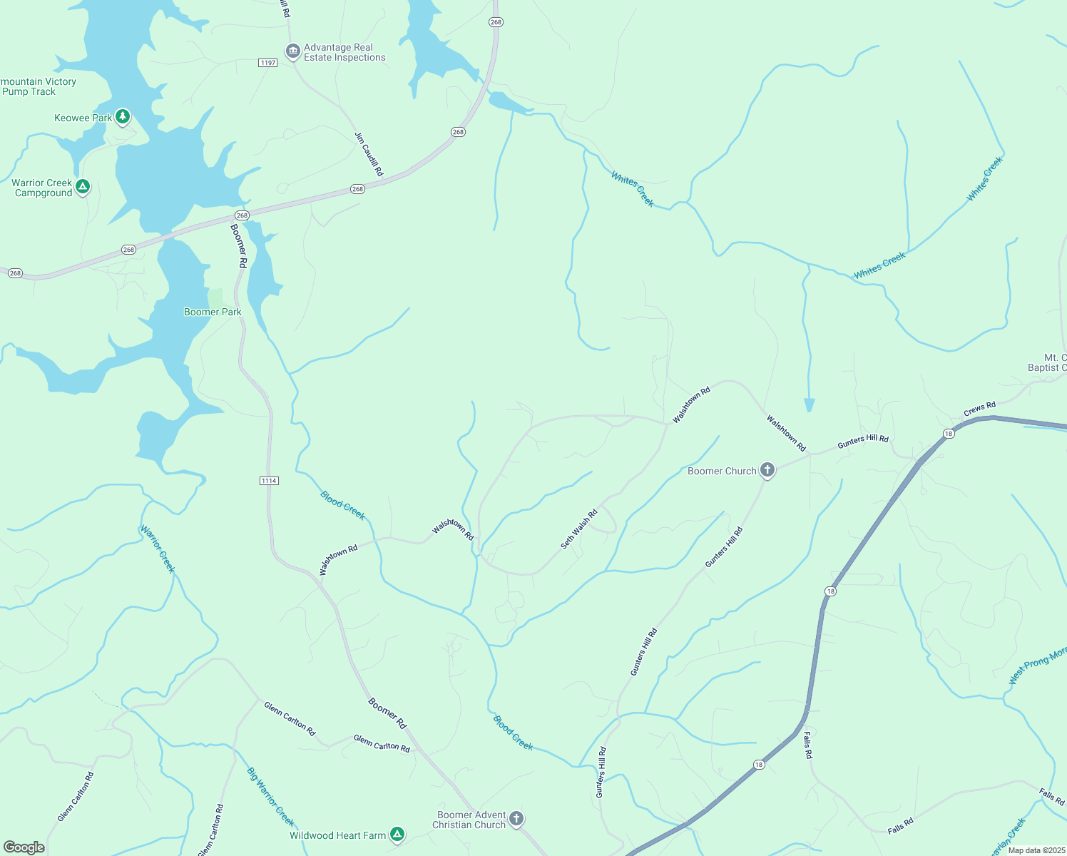 map of restaurants, bars, coffee shops, grocery stores, and more near 1109 Walshtown Road in Boomer