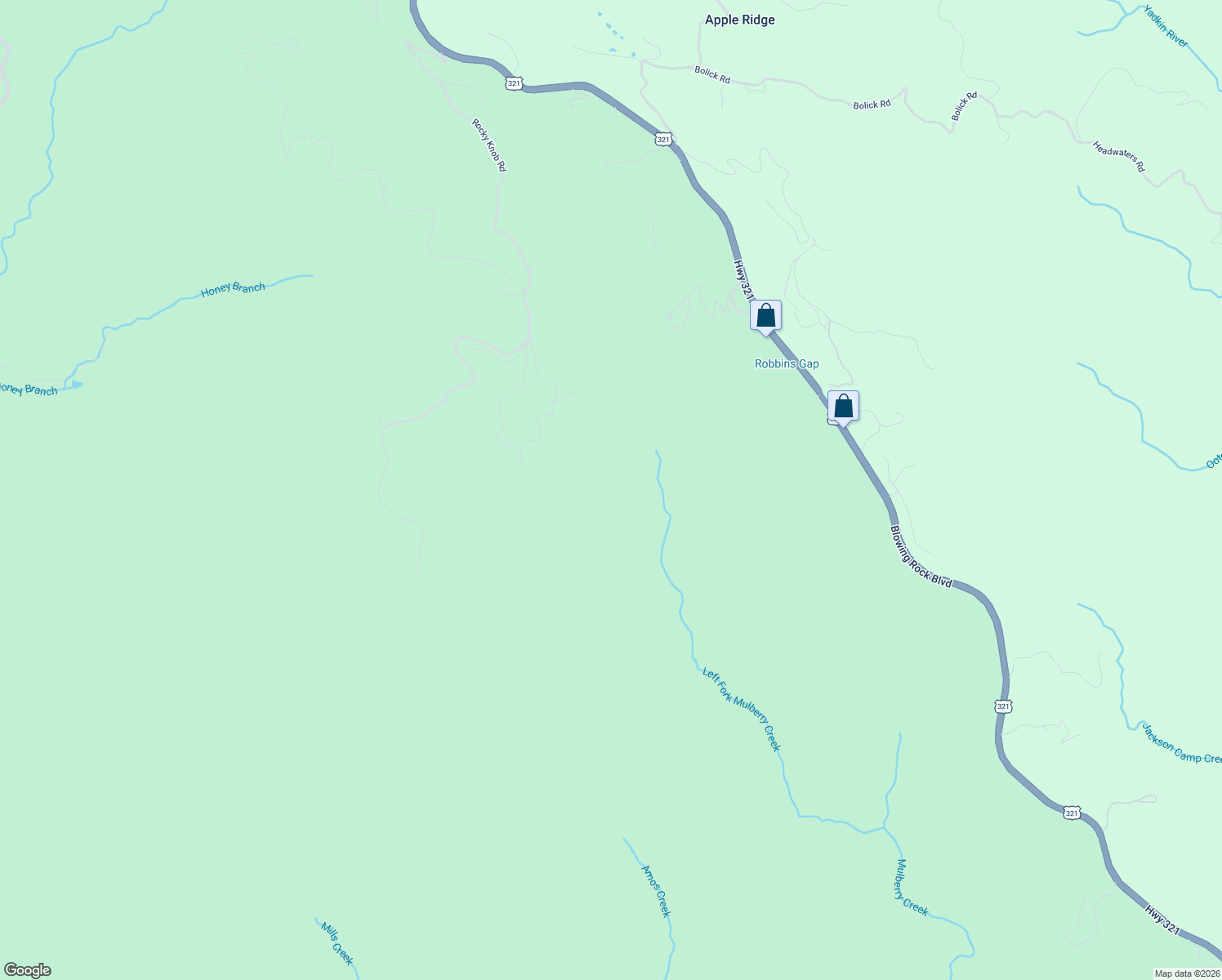 map of restaurants, bars, coffee shops, grocery stores, and more near 1304 Raven Rock Lane in Lenoir