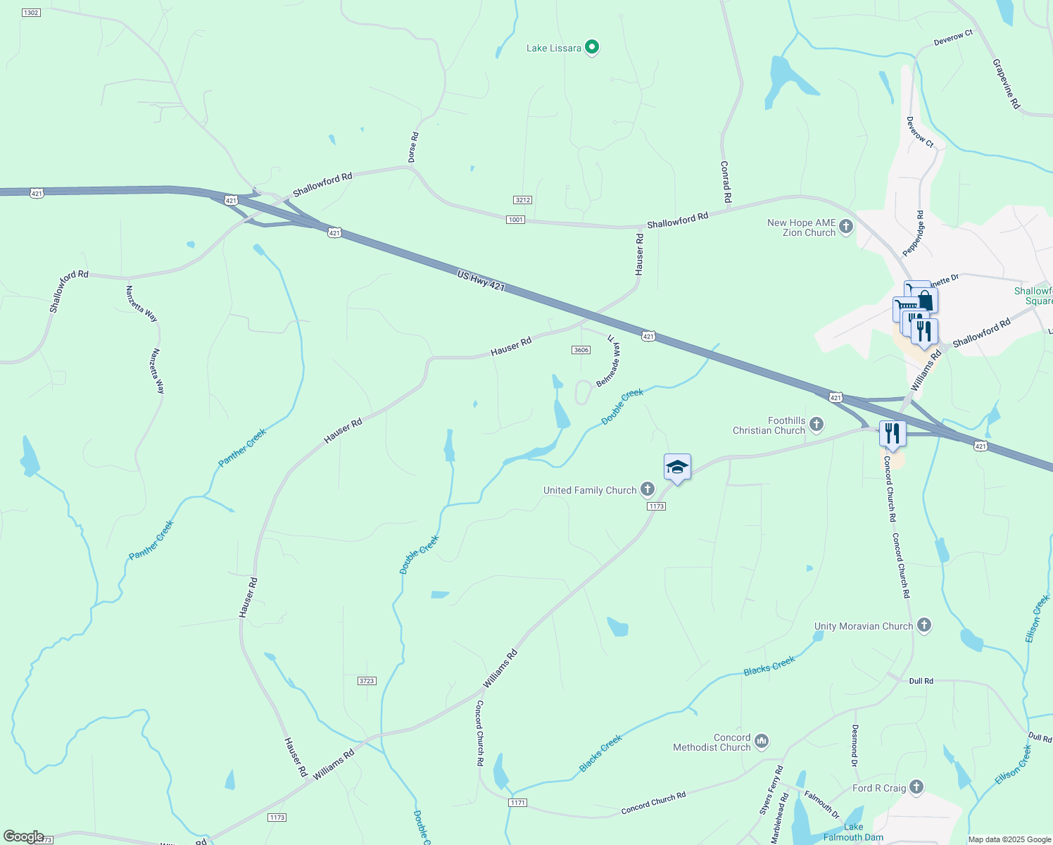 map of restaurants, bars, coffee shops, grocery stores, and more near 635 Hauser Road in Lewisville