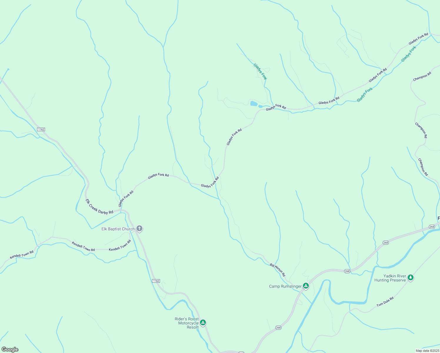 map of restaurants, bars, coffee shops, grocery stores, and more near 2855 Gladys Fork Road in Ferguson