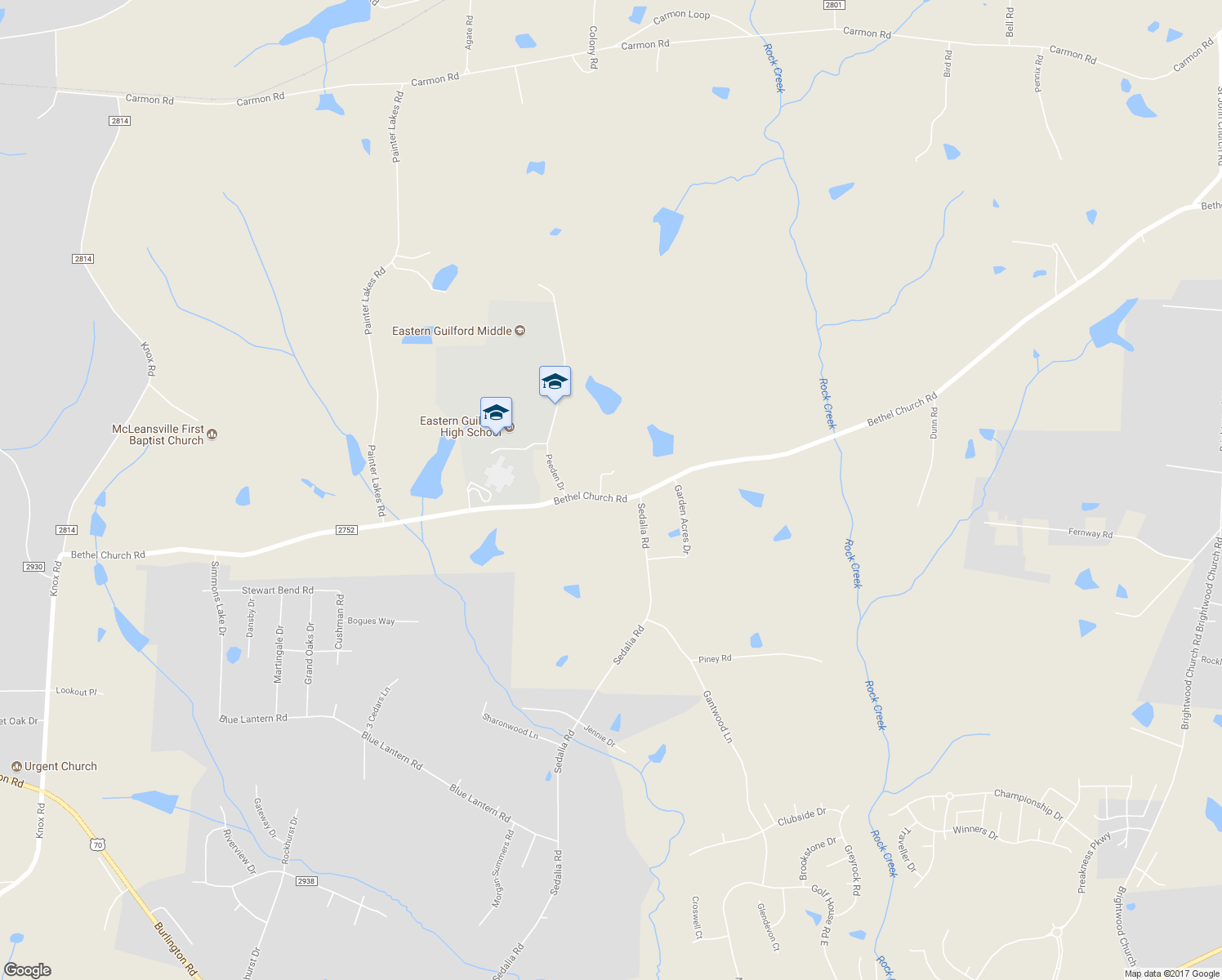 map of restaurants, bars, coffee shops, grocery stores, and more near 6211 Bethel Church Road in Gibsonville