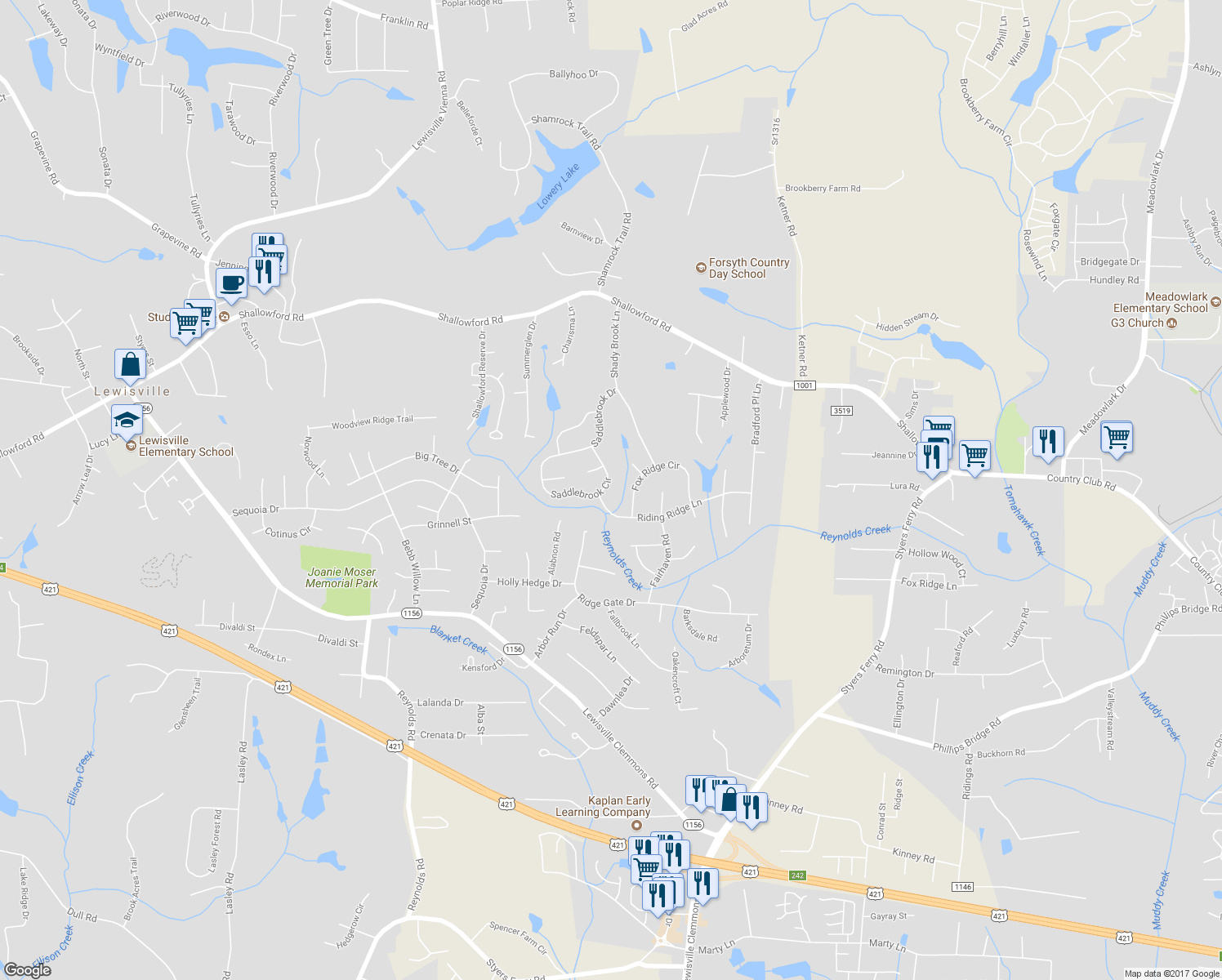 map of restaurants, bars, coffee shops, grocery stores, and more near 329 Saddlebrook Circle in Lewisville