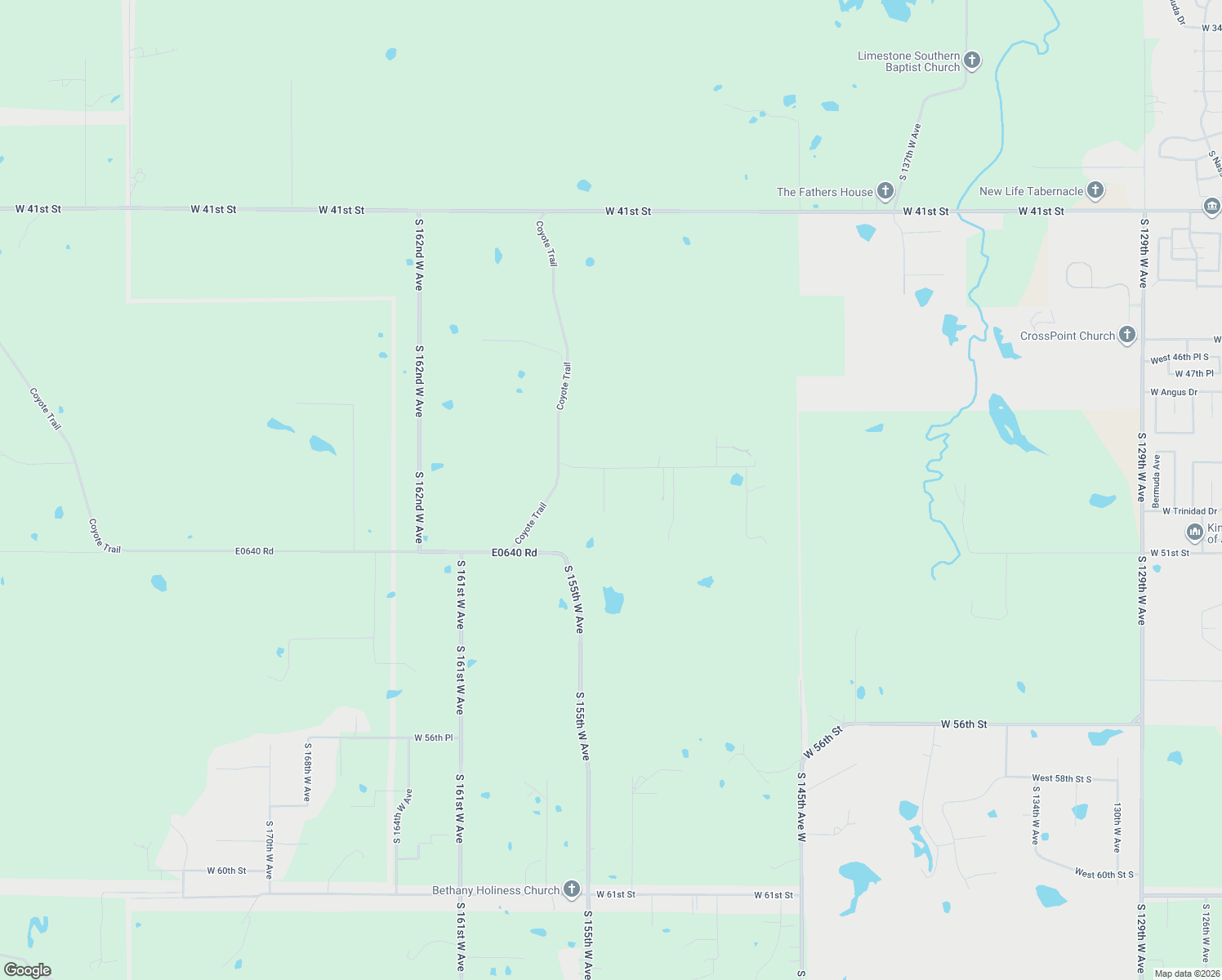 map of restaurants, bars, coffee shops, grocery stores, and more near 4921 South 154th West Avenue in Sand Springs
