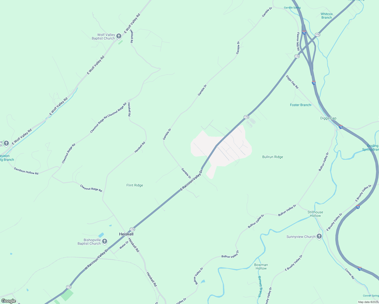 map of restaurants, bars, coffee shops, grocery stores, and more near 514 Gamble Drive in Heiskell