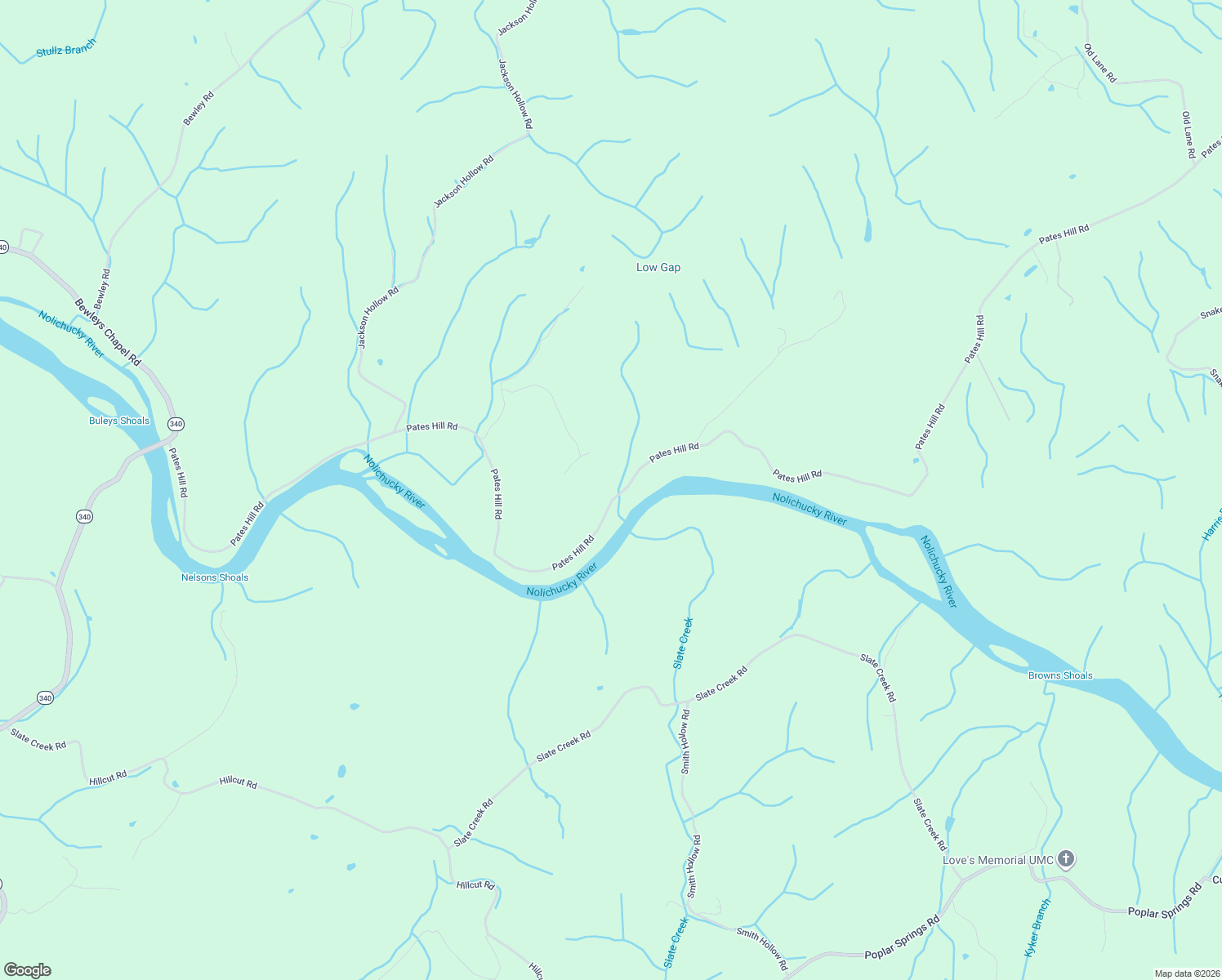 map of restaurants, bars, coffee shops, grocery stores, and more near 3119 Pates Hill Rd in Mosheim